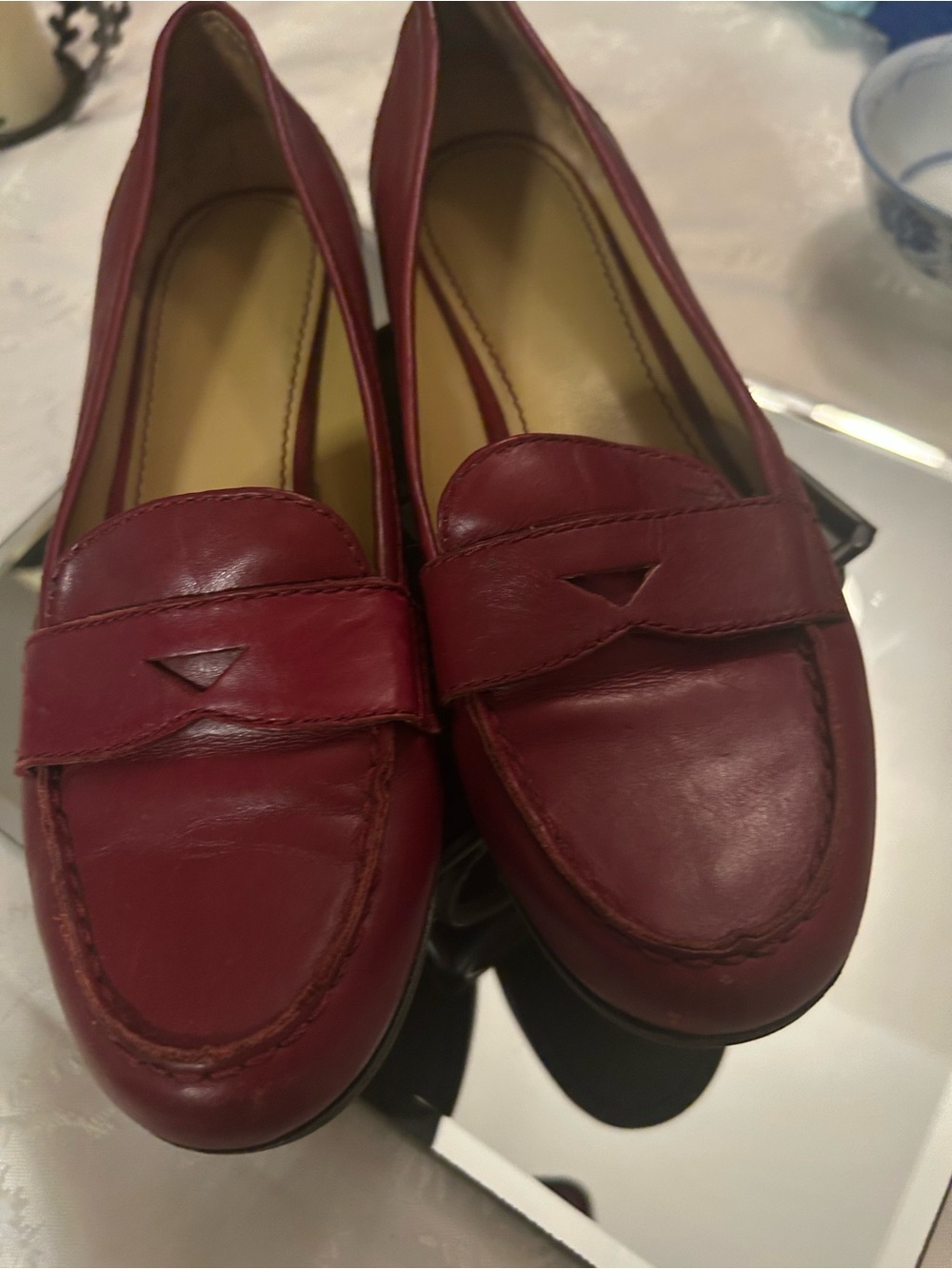 Classic Burgundy Leather Penny Loafers